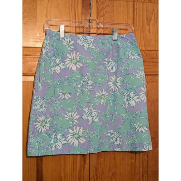 Lilly Pulitzer Dresses & Skirts - Lilly Pulitzer Green & Purple Beach Skirt Crabs & Daises White Label